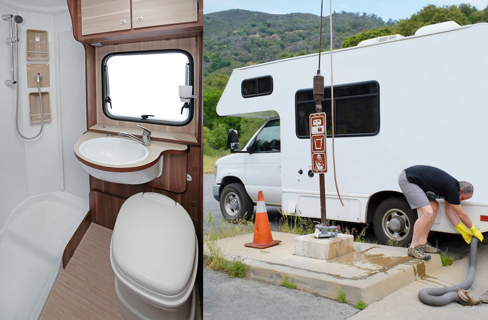 Portable RV/camper toilet and holding tank setup in Mountain Home, Arkansas