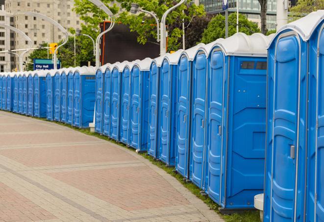 Seasonal porta potty units set up at a Mountain Home, Arkansas venue