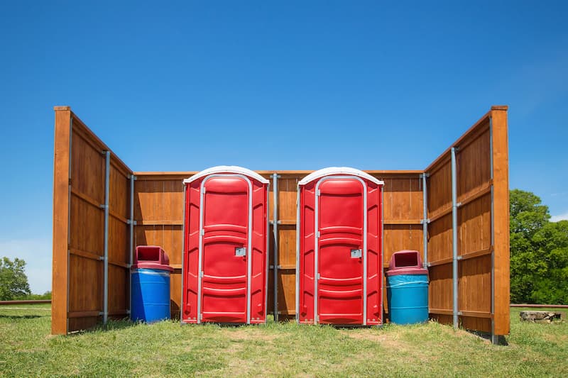 Short-term porta potty units staged for delivery in Mountain Home, Arkansas